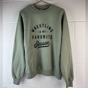 Hanes Wrestling is my Favorite Season Mint Green Sweatshirt, Medium